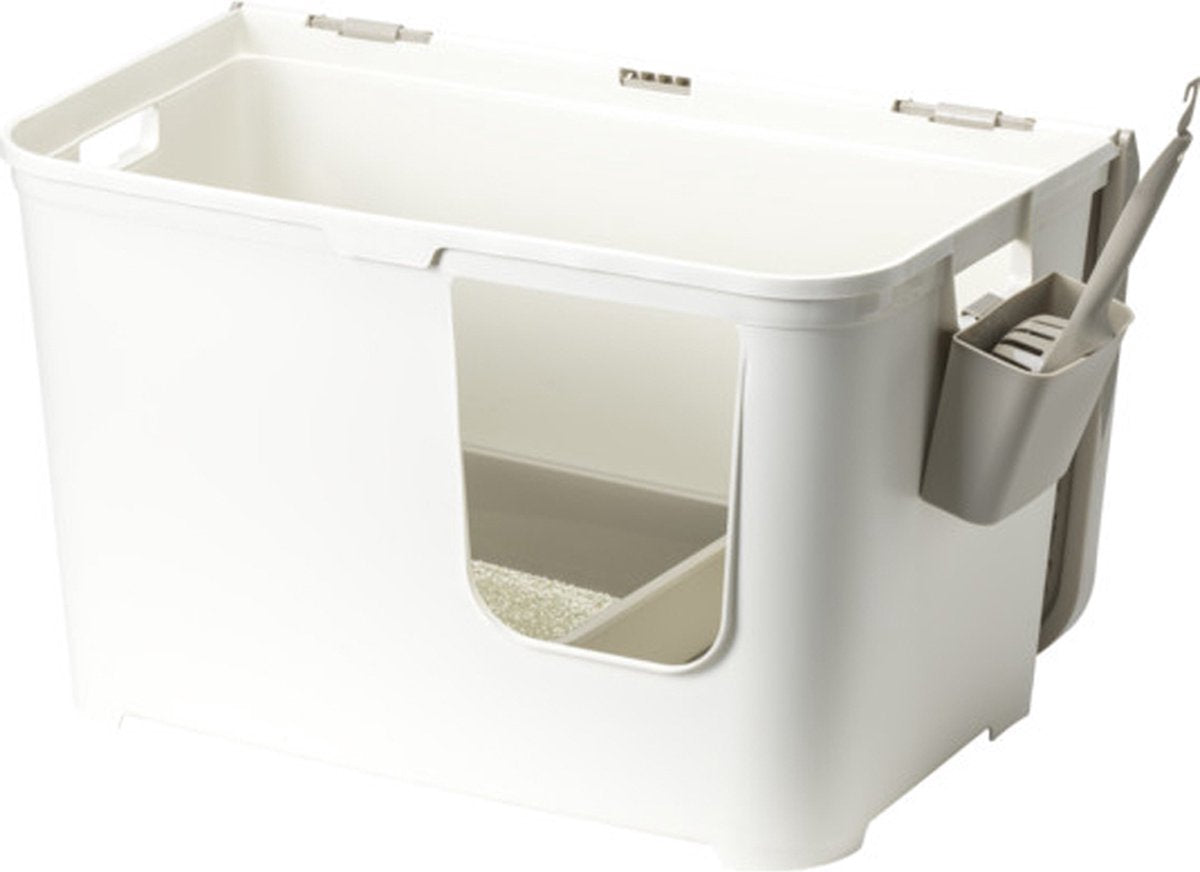 Moderna Kattenbak Casetta - Grijs Wit - Kattentoilet Classies