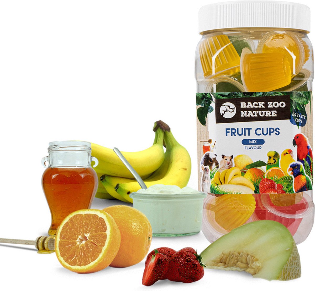 Zoofaria Fruitkuipje Papegaai Vogelsnack - Mix - 24 Stuks Classies