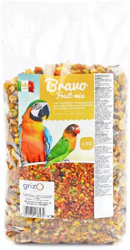 Opfokvoer Bravo fruit mix grof parkieten en papegaaien 1- 5 -25 kg Classies