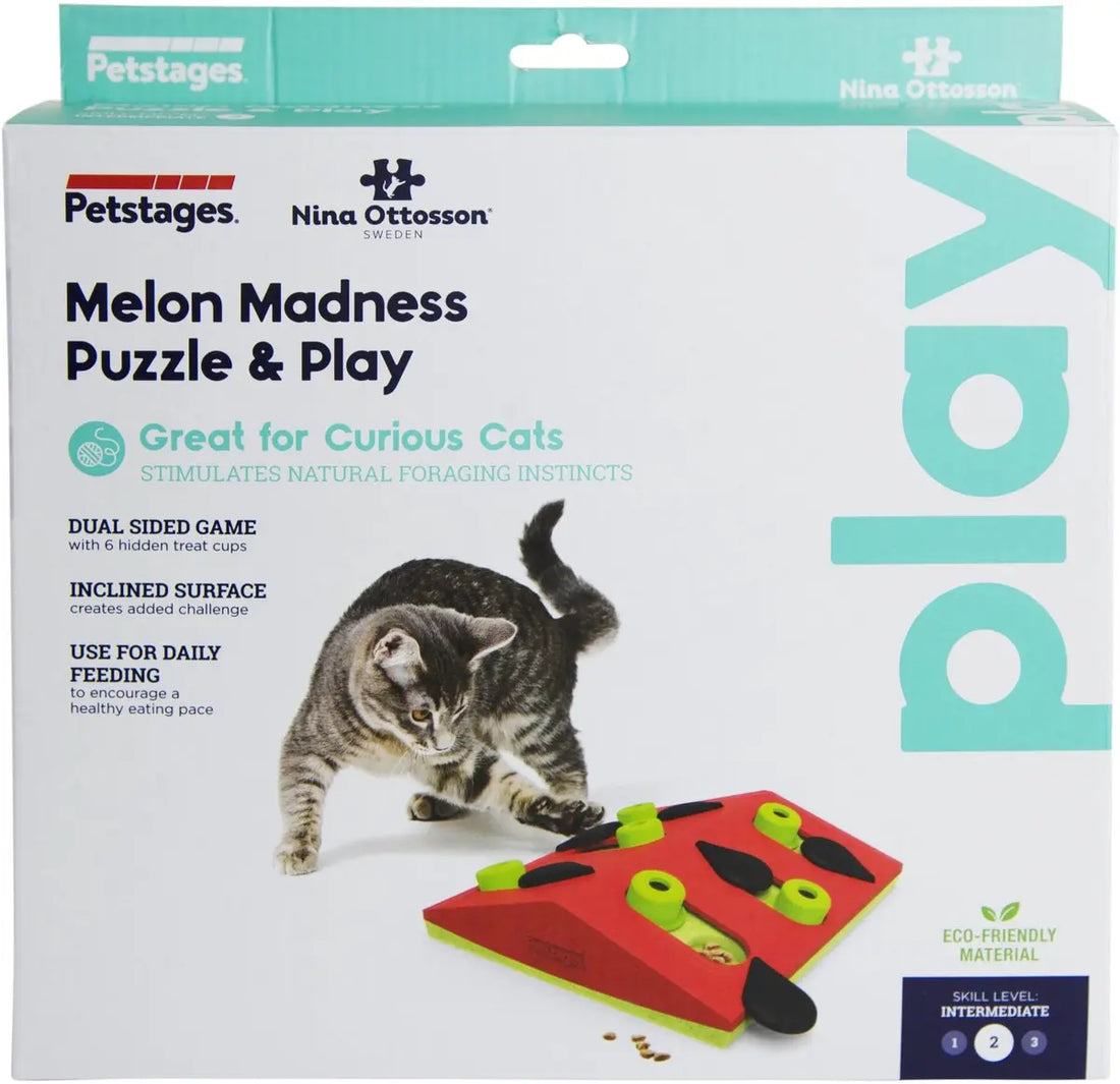 Petstages Melon Madness - Interactieve puzzel vulbaar met snacks voor katten Classies
