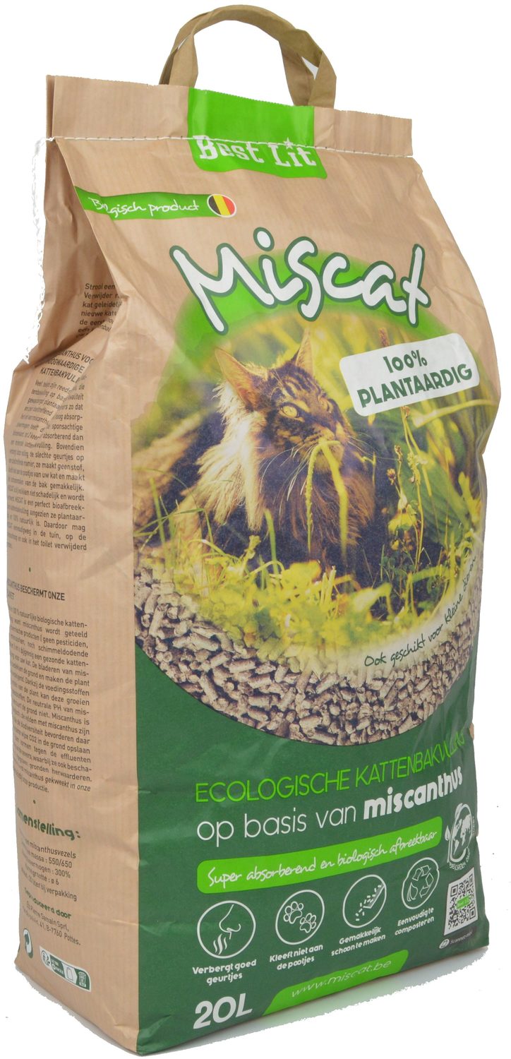 Best Lit kattenbakvulling Miscat plantaardig Miscanthus kattenbakstrooisel 20 L Classies