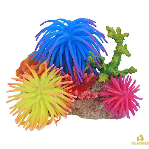 Boon Aqua Deco Ornament Siliconenbloemen met Rots en Schelp 15x12x12 cm Classies