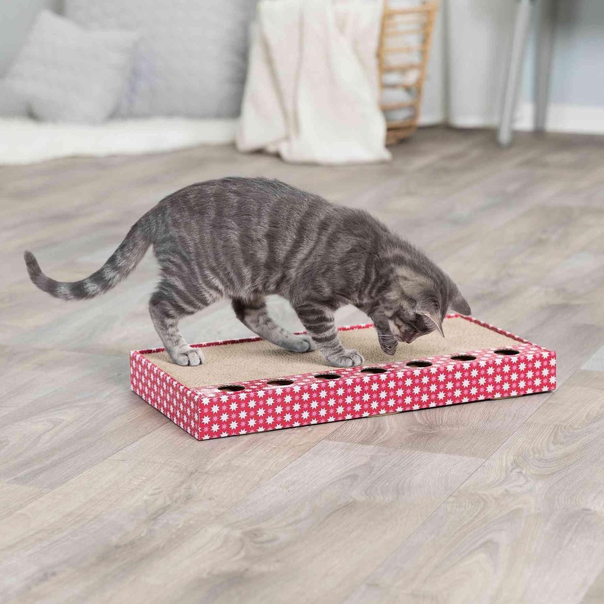 Trixie Krabplank Karton Met Balletjes Roze Classies