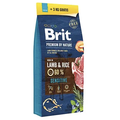 Brit Premium sensitive lam en rijst - 15 kg + 3 kg GRATIS