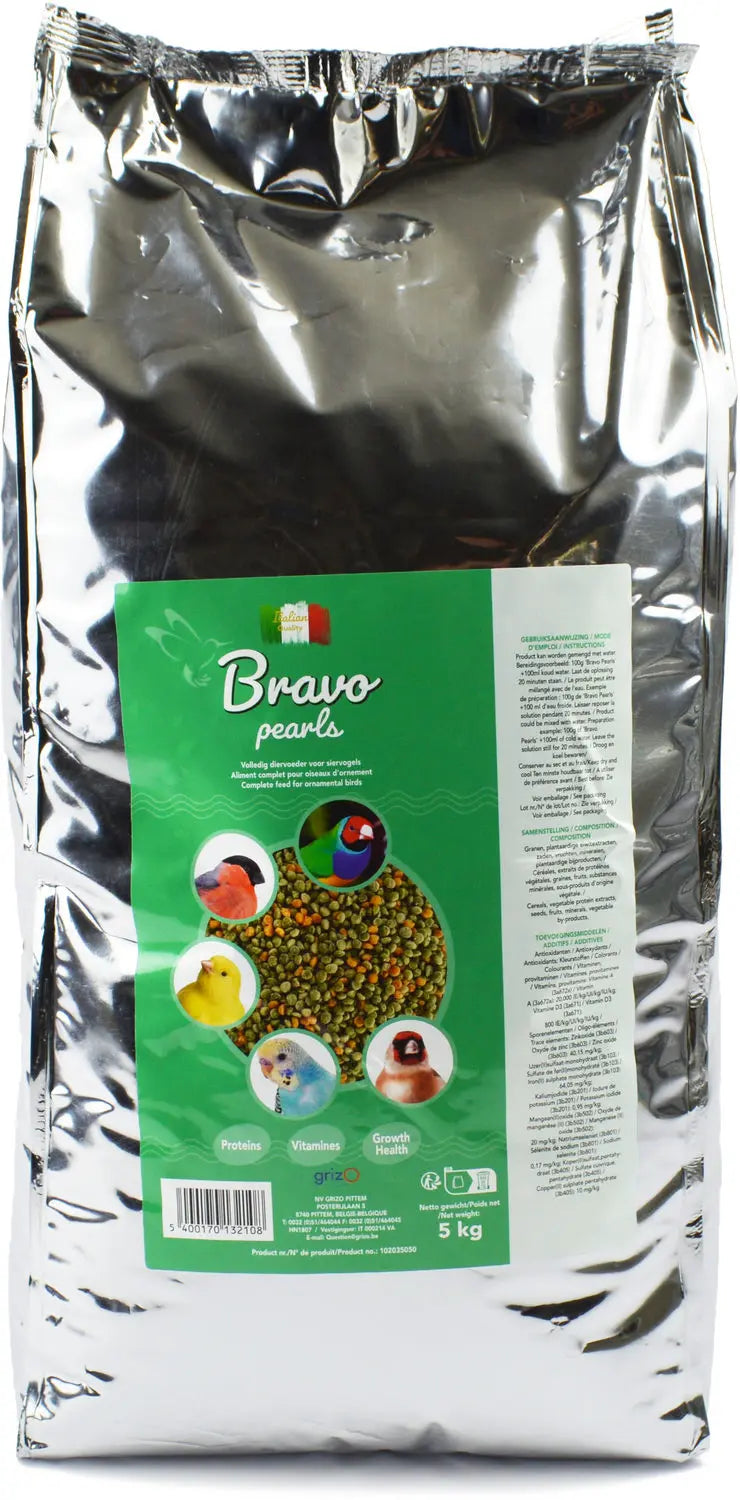 Opfokvoer Bravo pearls large zak 5 kg Classies