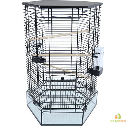 Interzoo vogelkooi Vision, hexo zwart. Classies