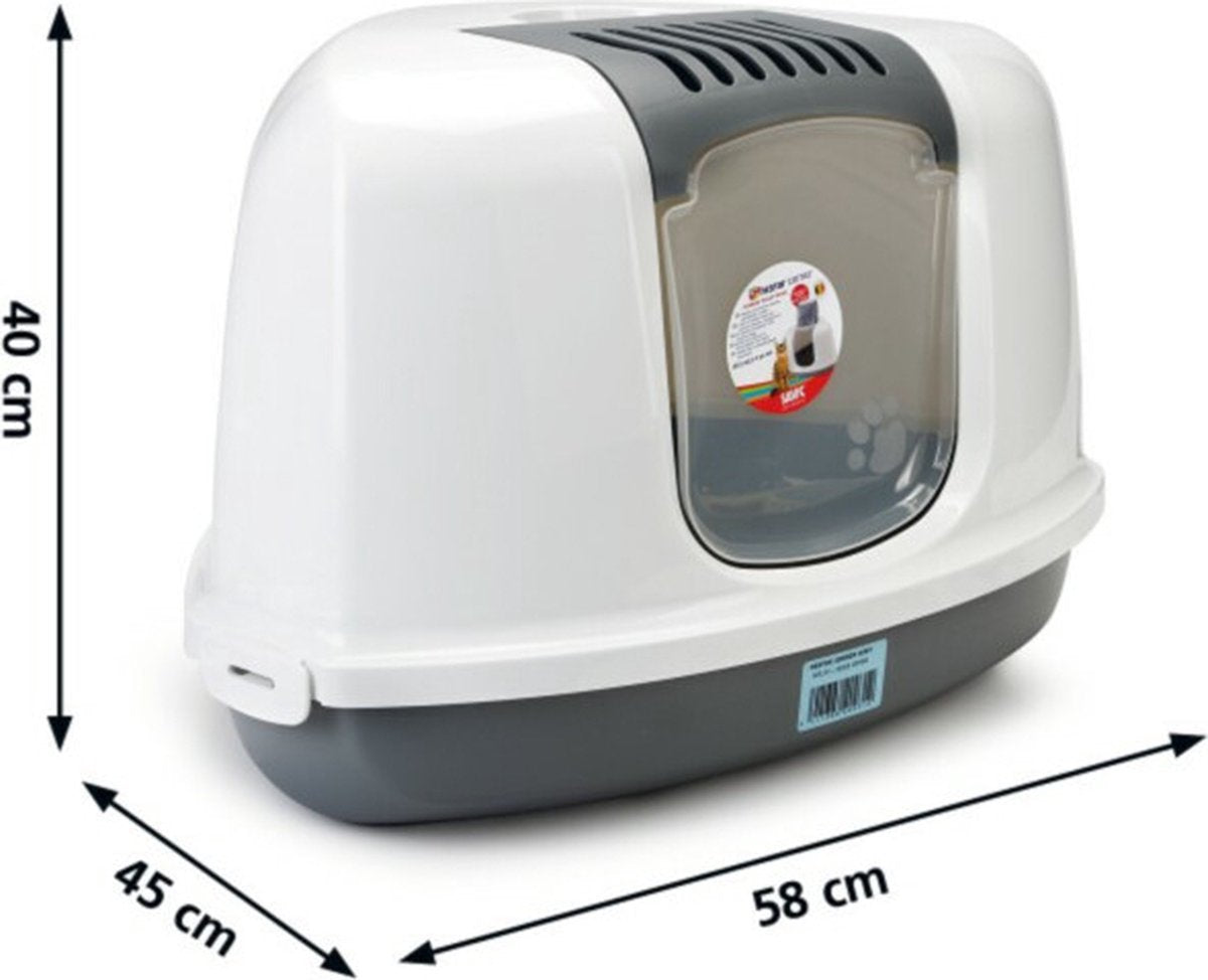 Savic Nestor Eck-Katzentoilette, grau/weiß, 58 x 45 x 40 cm