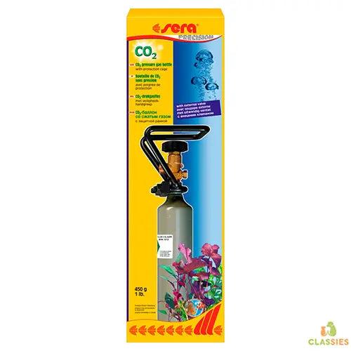 sera CO2-drukgasfles met uitwendig ventiel en draaggreep (cage) Classies