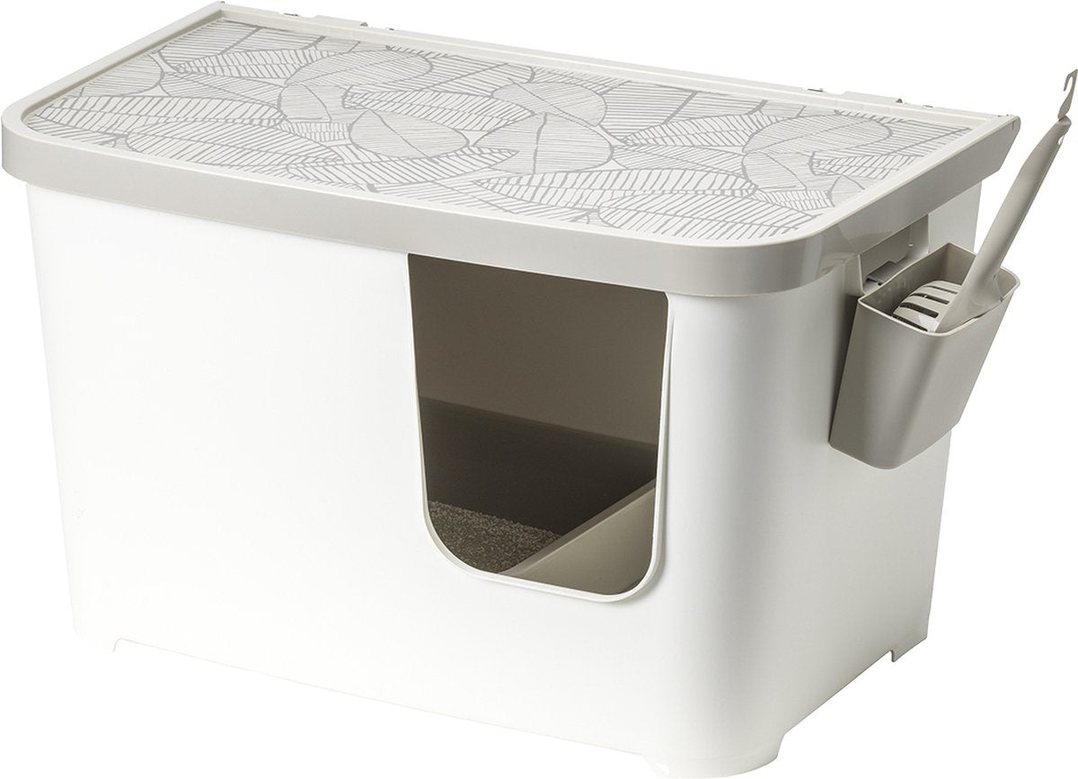 Moderna Kattenbak Casetta - Grijs Wit - Kattentoilet Classies