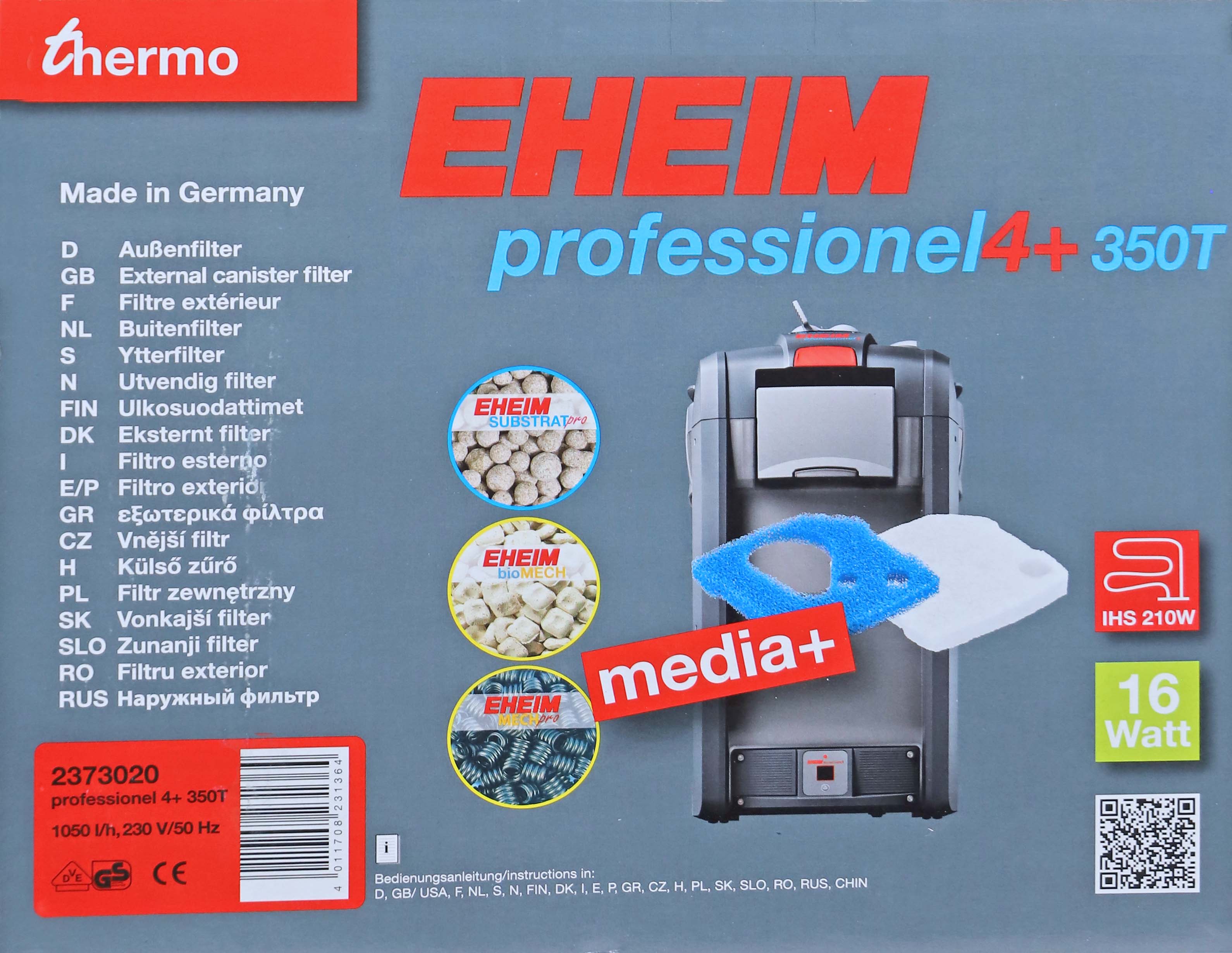 Eheim buitenfilter Professional 4+ thermo, 350 inclusief filtermassa Classies