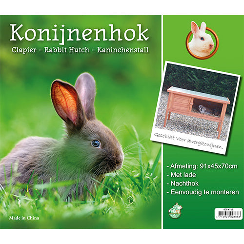 Boon Konijnenhok Plastic Lade - 91 x 45 x 70 cm - Bruin Classies