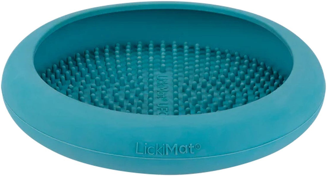 LickiMat UFO Likmat /Anti-schrok / Slowfeeder voor Hond - Turquoise - 18 cm