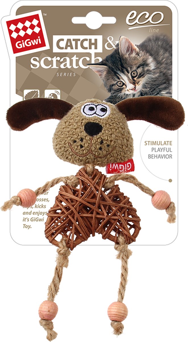 GIG ECO LINE Houten Diertje met Kattenkruid - - 6 x 13 x 17,5 cm Classies