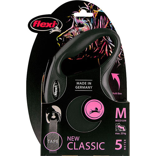 Flexi Classic Tape Rollijn - Medium tot ± 25 kg - Zwart - 5 Meter