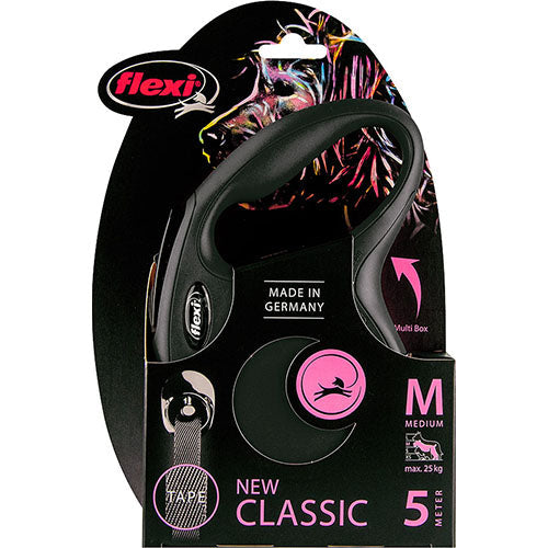 Flexi Classic Tape Rollijn - Medium tot ± 25 kg - Zwart - 5 Meter Classies