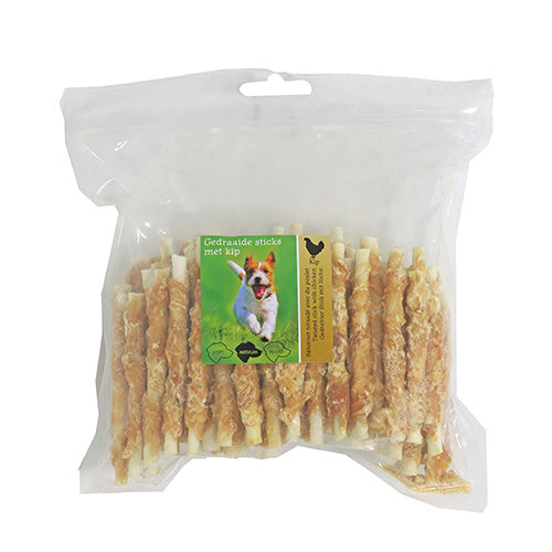 Natuurlijke snack sticks gedraaid - 100 stuks - kip of eend Classies