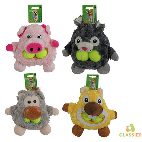 Buidelbek Dieren met 2 Tennisballen - 4 varianten Classies