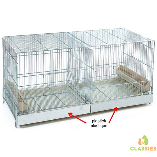 Cova 90 kweekkooi metaal met 2 plastic schuiven Classies