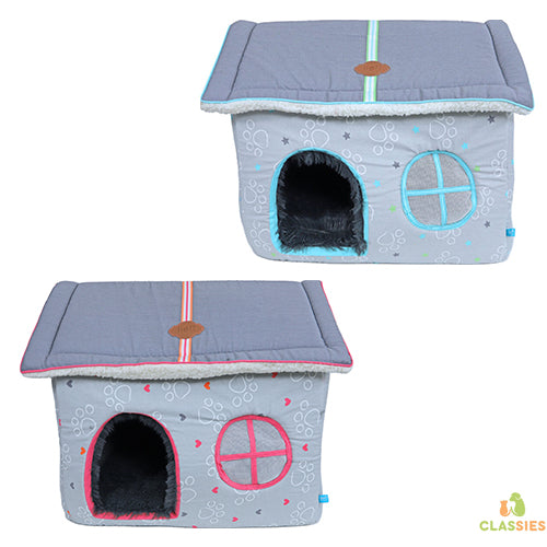 Süß! Villa Haus für Hund oder Katze, blau oder rosa