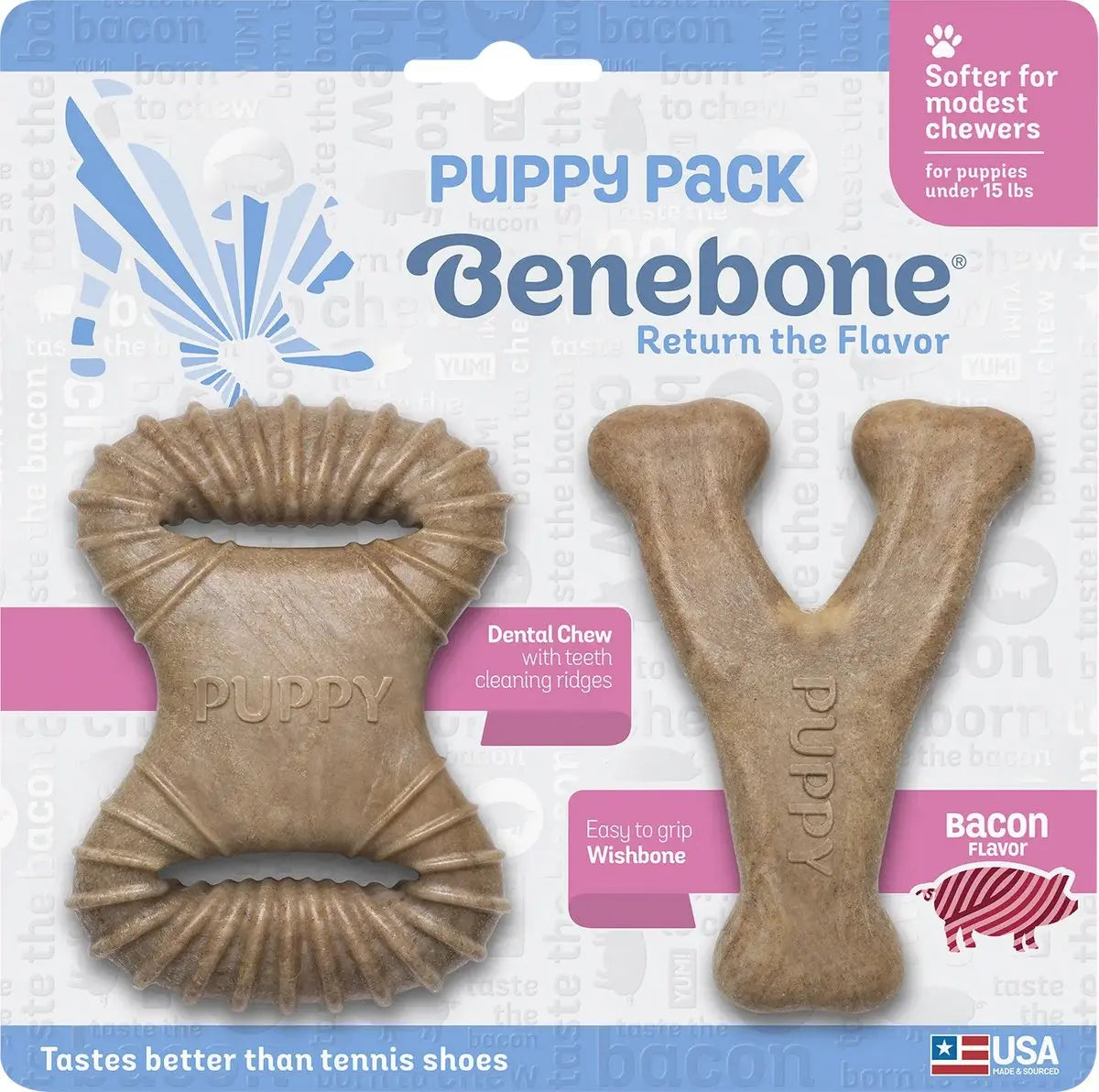 BENEBONE Puppy Pack (Dental Chew + Wishbone) Kauwspeelgoed - Nylon - XS - Set van 2 stuks Classies