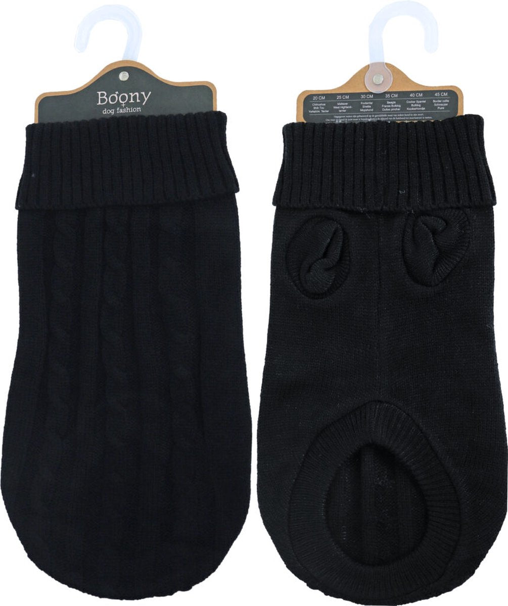 Boony dog fashion honden kabeltrui zwart