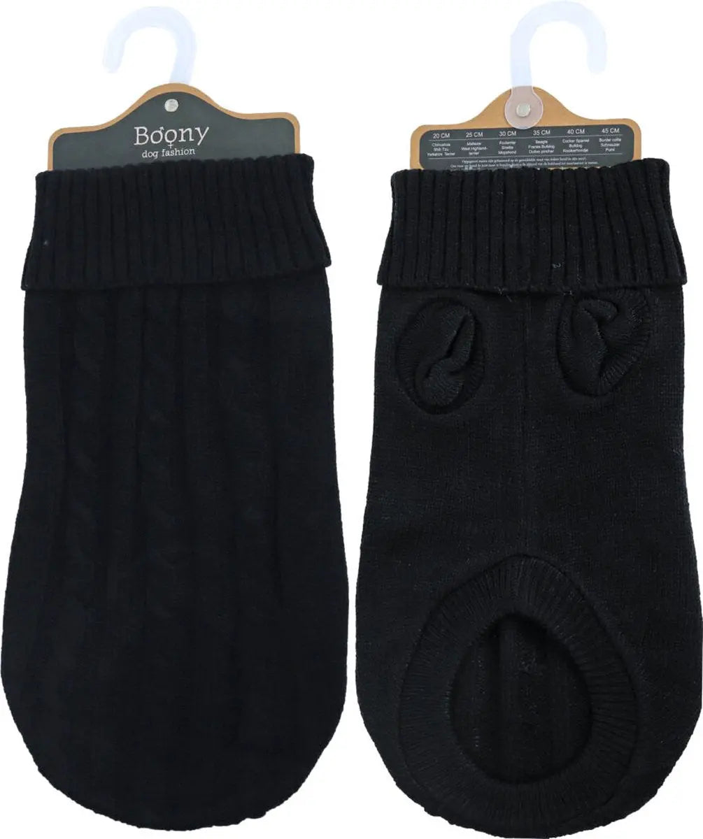 Boony dog fashion honden kabeltrui zwart Zoemshop