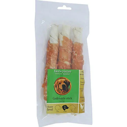 Gedraaide Buffelhuidstick met Kip - Verschillende lengtes Classies