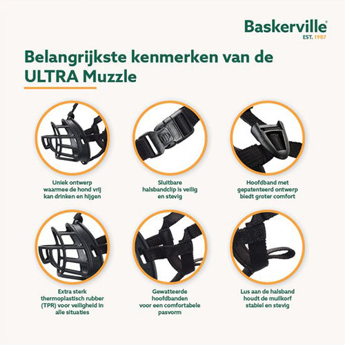 Company of Animals Baskerville Ultra Muzzle Muilkorf/Muilband - Verkrijgbaar in 6 maten Classies
