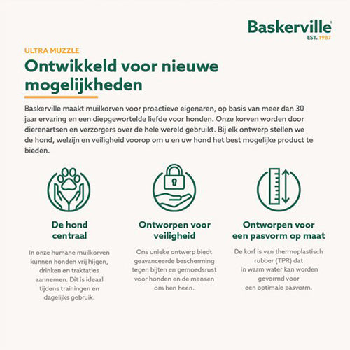 Company of Animals Baskerville Ultra Muzzle Muilkorf/Muilband - Verkrijgbaar in 6 maten Classies