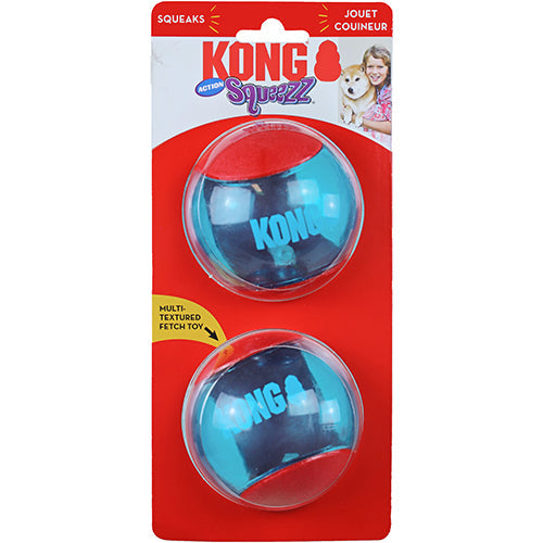 KONG Squeezz Action Honden Bal - Rubber - Rood - L - 8.3 cm Classies
