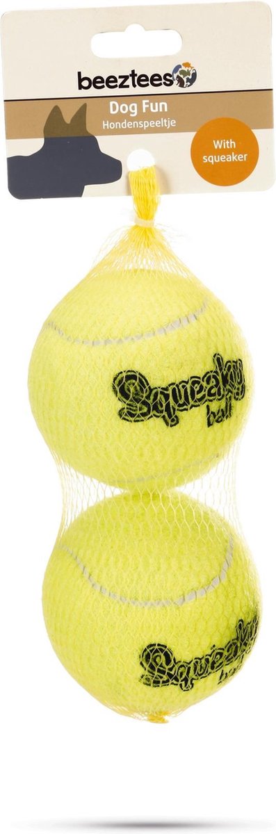 Beeztees Tennisbal+Pieper - Hondenspeelgoed - 8 cm - 2 stuks