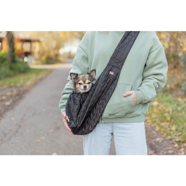 Trixie buikdrager draagtas Mavie met trekkoord - nylon zwart