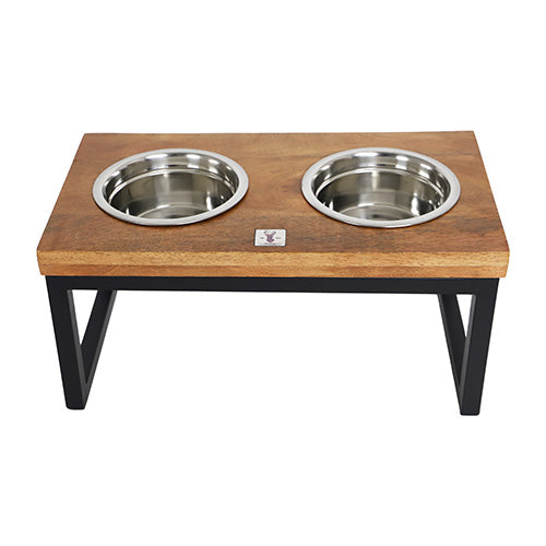 Boony Est 1941 Dinnerset Hout met Metalen Frame - Verhoogde Dubbele Voer en Drinkbak - Verkrijgbaar in 4 maten