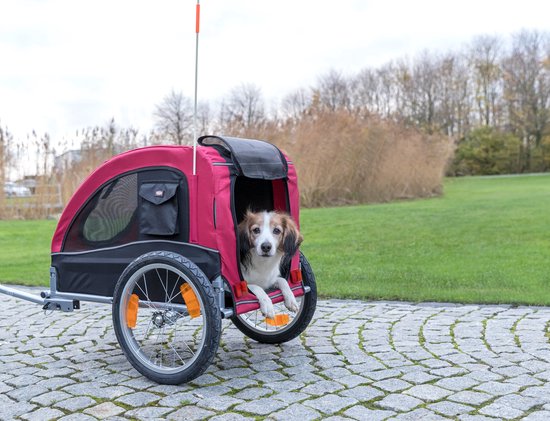 Trixie Fietskar - Zwart Rood 63x68x75/137 Cm Tot 22 Kg Medium Classies