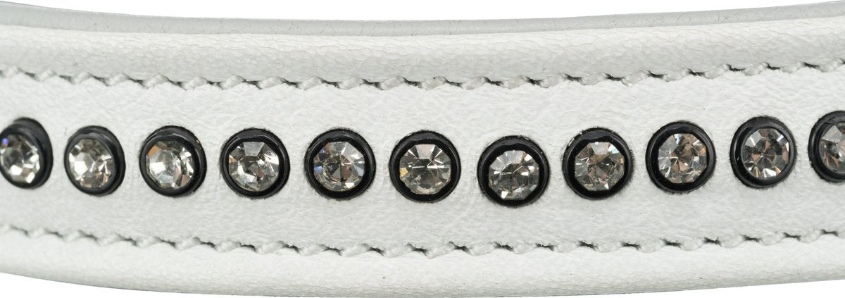 Trixie Halsband Hond Active Comfort Met Strass Steentjes Leer Wit 20 - 24 cm - 12 mm