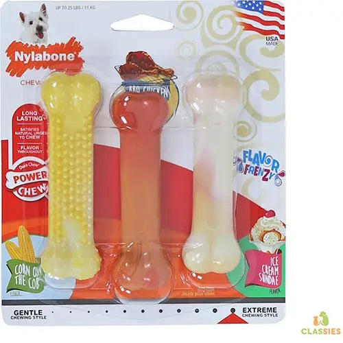Nylabone Dura Chew bot frenzy flavor, regular pak a 3 stuks Classies