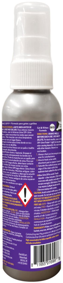 Urine Off Kat - Kitten Urine Vlek en Geurverwijderaar - Spray - 118 ml Classies