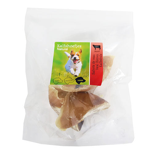 Natur Snack Kalbshufe 3 Stück - Erhältlich in Natur, mit Schafsfettfüllung oder mit Traubenzuckerfüllung