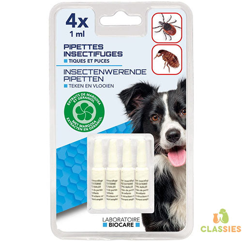 Anti vlooen en teken pipetten hond 1 ml - 4 stuks Classies