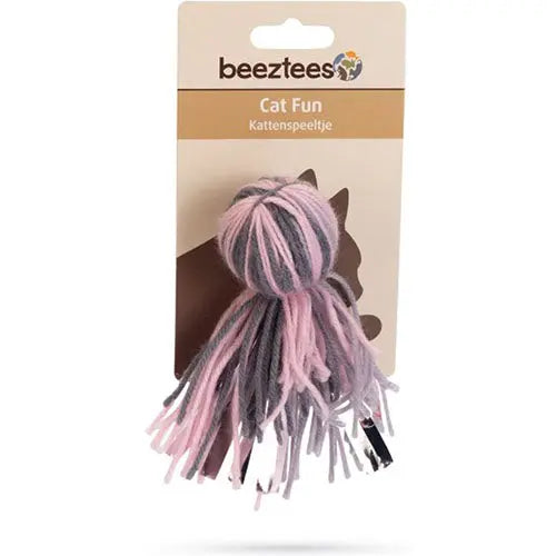 Beeztees Octopus Bal Octy - Wollen Kattenspeelgoed met Catnip - Grijs/Roze - 12x4x4 cm Classies