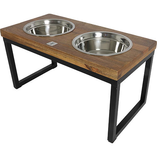 Boony Est 1941 Dinnerset Hout met Metalen Frame - Verhoogde Dubbele Voer en Drinkbak - Verkrijgbaar in 4 maten