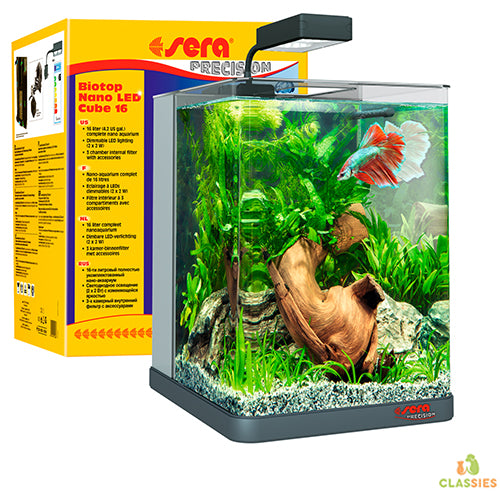Sera Nano Led Cube Aquarium - 30x40x30 cm - 16L - Grau