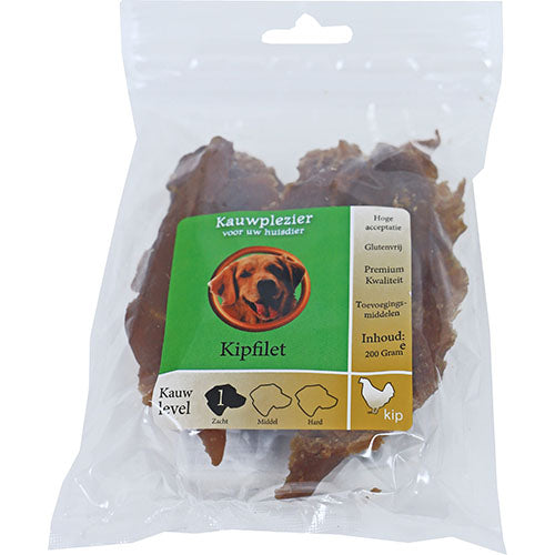 Natuurlijke Hondensnack Kip - Kipfilet in 200 of 400 gram