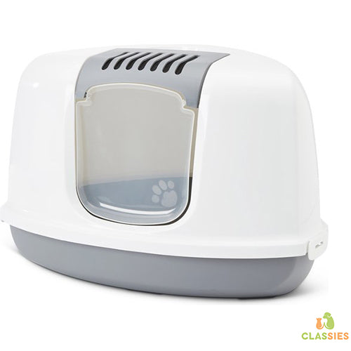 Savic Nestor Eck-Katzentoilette, grau/weiß, 58 x 45 x 40 cm