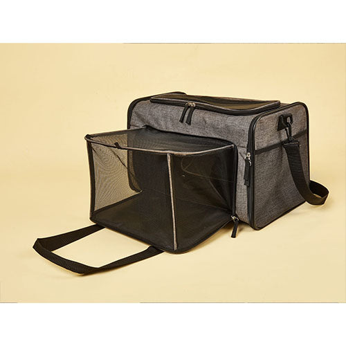 Fofos uitbreidbare en opvouwbare Draagtas/ reismand - grijs/zwart - 47 x 28 x 28 cm Classies