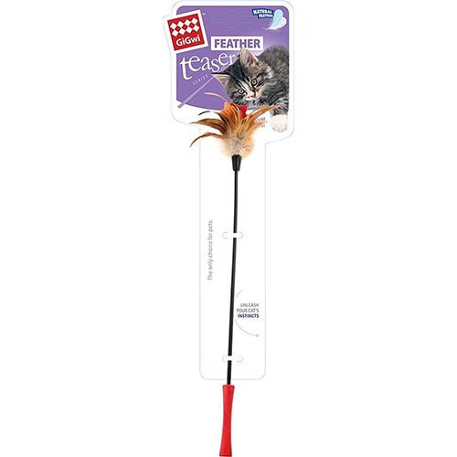 Gigwi - Speelgoed - Feather Teaser Kattenhengel Met Veren - Rood - S Classies