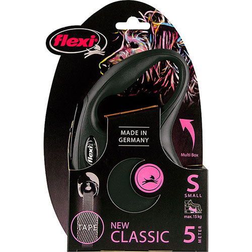 Flexi Classic Tape Rollijn - Small tot ± 15 kg - Zwart - 5 Meter Classies