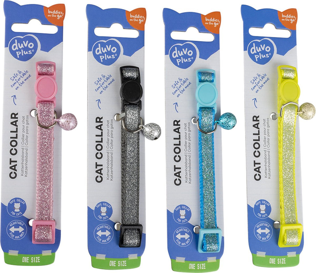Duvoplus - Kattenhalsband Glitter Nylon 20-30cm / 10mm Gemengde Kleuren - 1st Classies