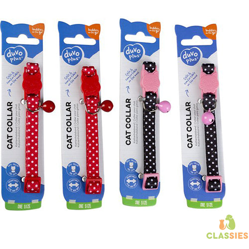 Duvoplus - Kattenhalsband Witte Bollen Nylon 20-30cm / 10mm Zwart/rood - 1st Classies