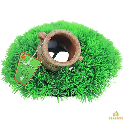 Boon Aqua Deco Ornament bubbel - Green Moss Plant en Pot met Uitstromer - 21×21x9,5 cm Classies